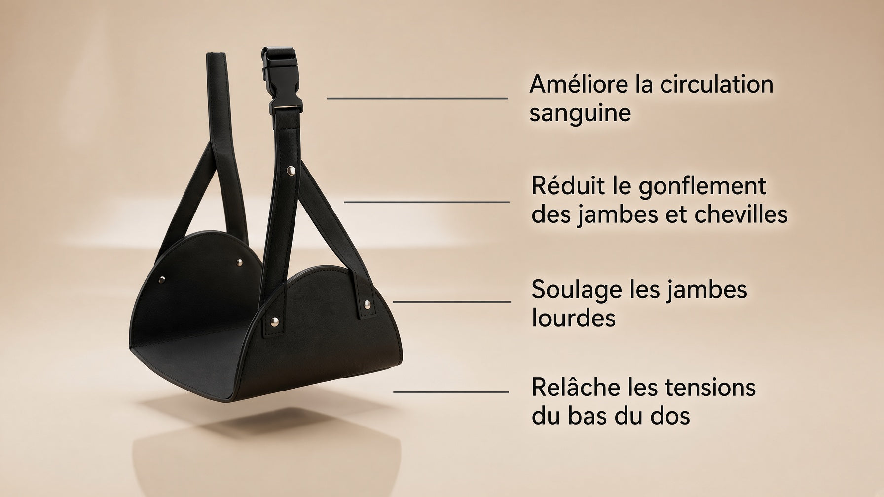Hamac Repose-Pieds de Voyage Réglable et Portable pour Améliorer le Confort en Avion, au Bureau, en Train et en Voiture et Bien Plus